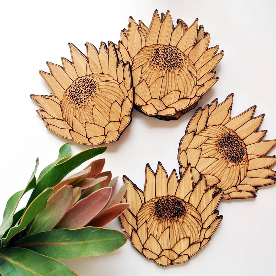 King Protea Bamboo Coasters - Image 5