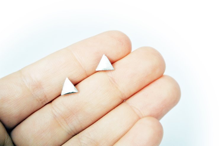 Solid Matt Triangle Studs - Image 3