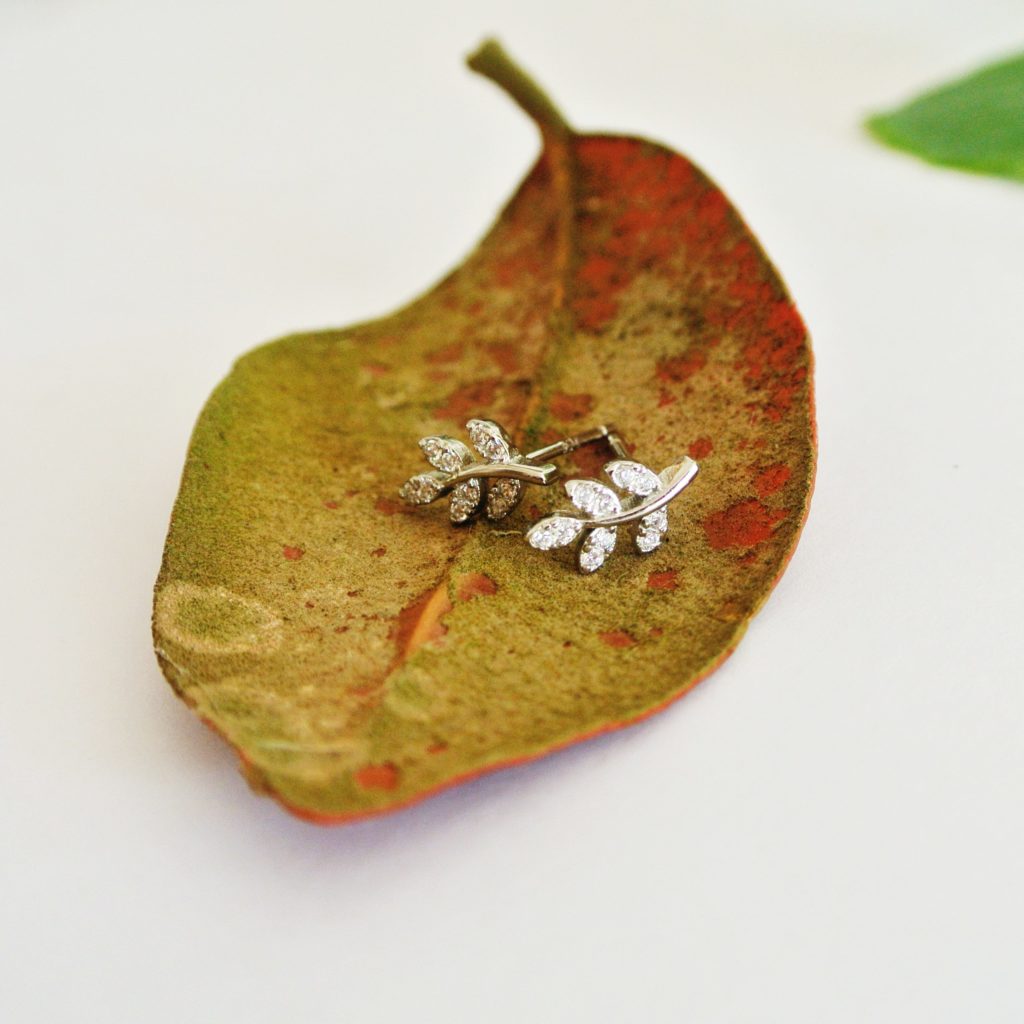Mini CZ Leaf Studs - Image 2