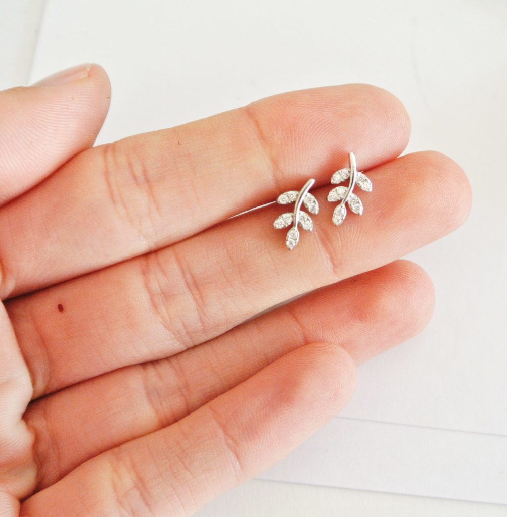 Mini CZ Leaf Studs - Image 4