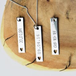 Date Bar Heart Necklace