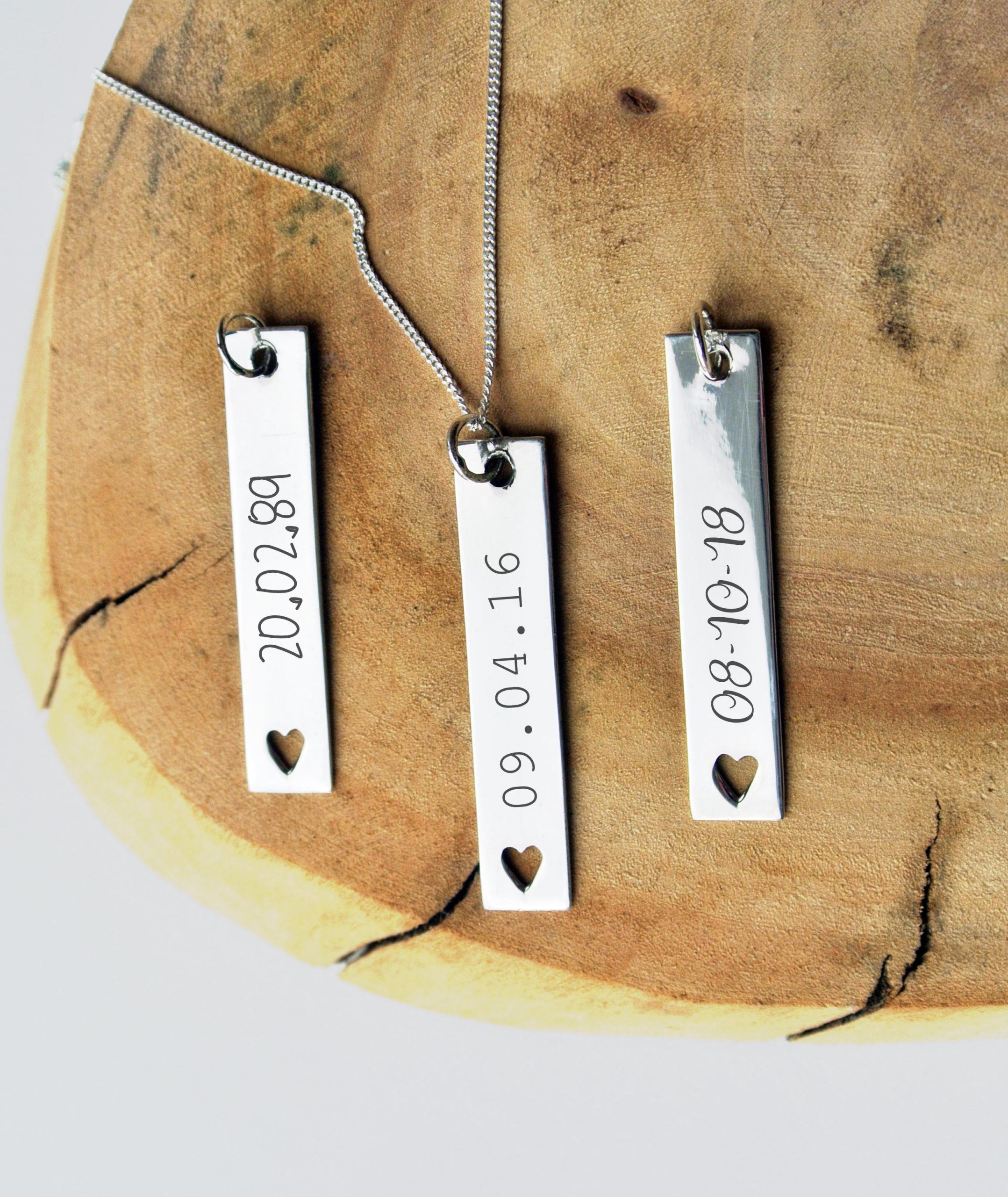 Date Bar Heart Necklace