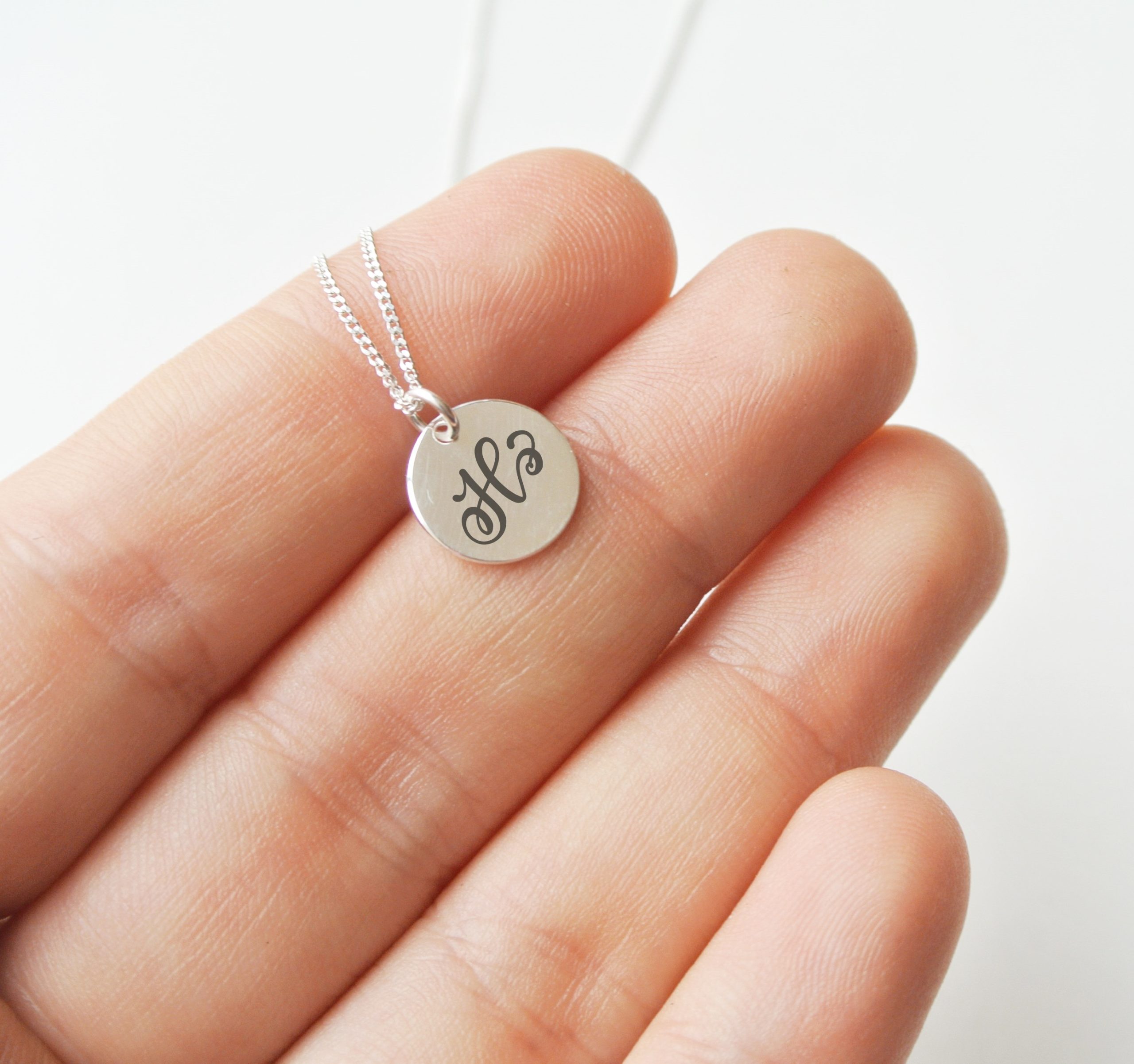 Tiny Decorative Initial Disc Necklace - Image 5