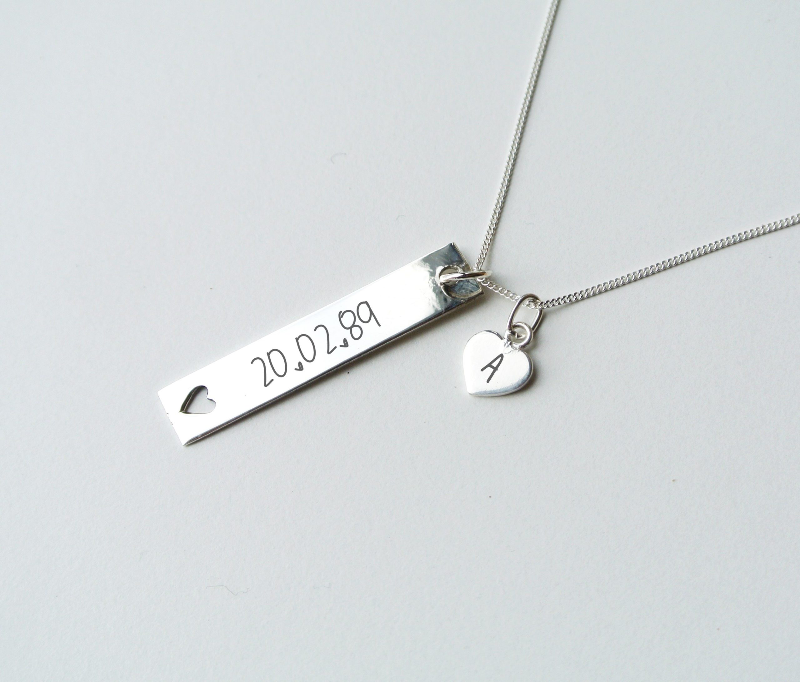 Date Bar Heart Necklace - Image 4