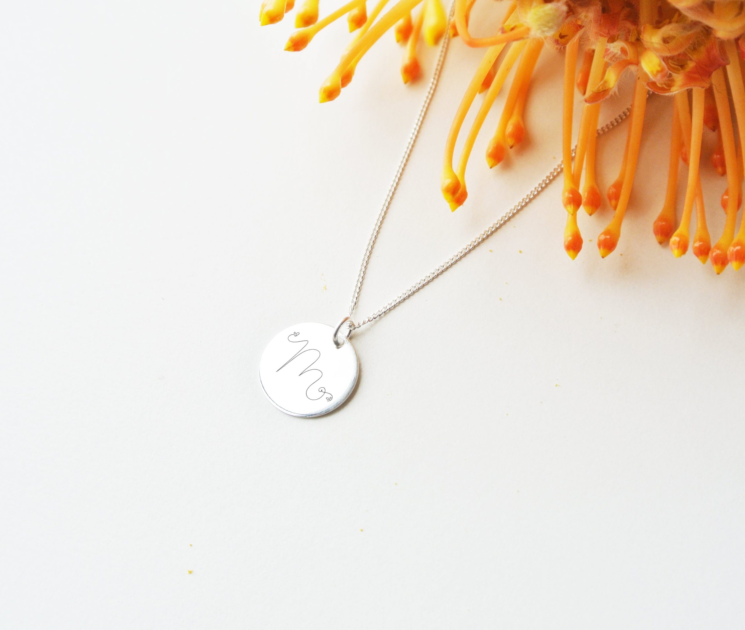 Small Fine Cursive Initial Necklace