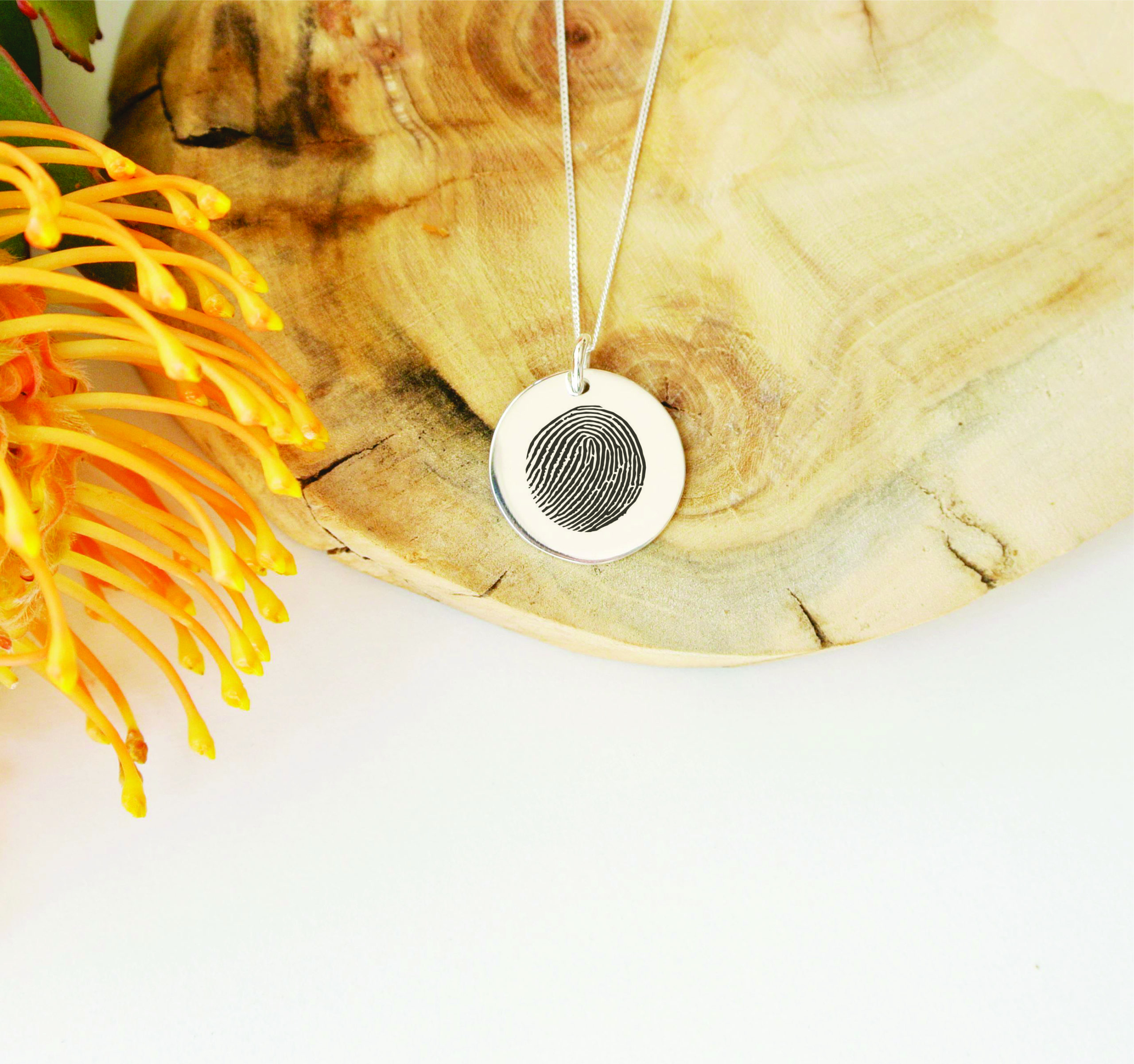 Simplistic Fingerprint (Custom) Disc Necklace - Image 4