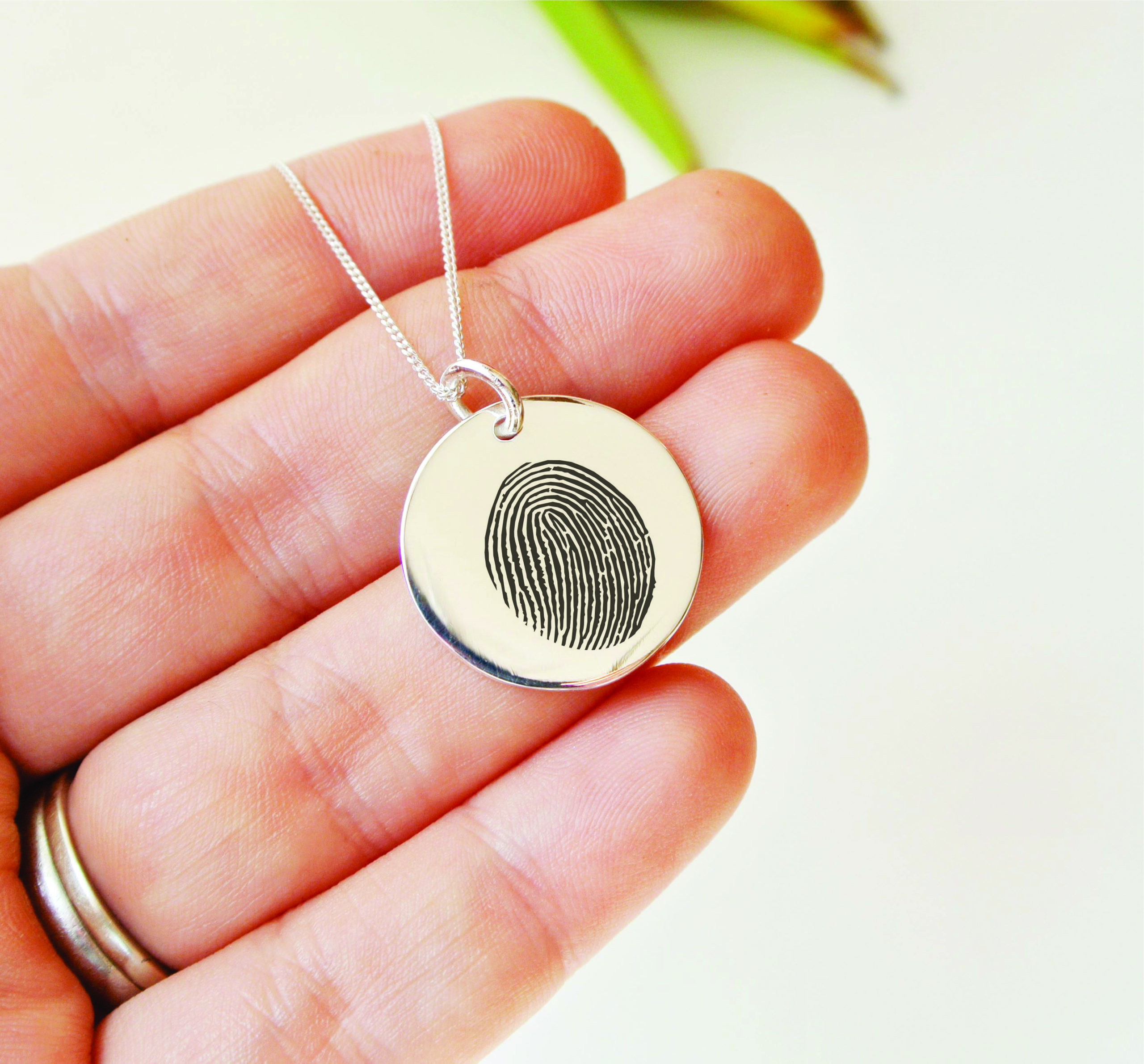Simplistic Fingerprint (Custom) Disc Necklace - Image 2
