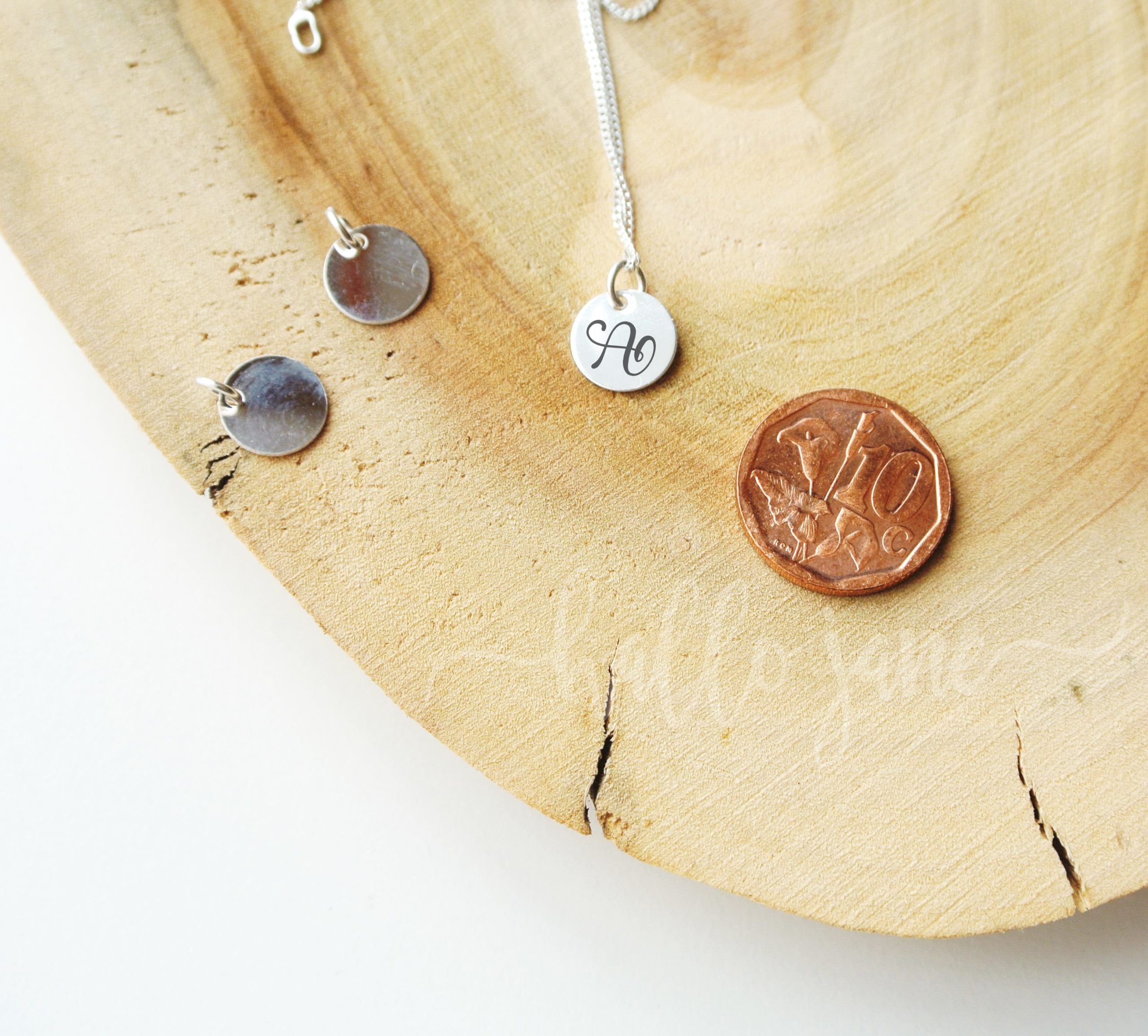 Tiny Decorative Initial Disc Necklace - Image 6