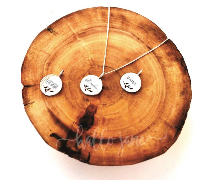 Leaf Cut Out Name Disc Necklace - Image 4