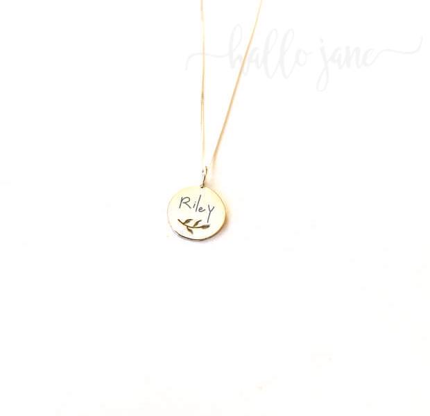 Leaf Cut Out Name Disc Necklace - Image 10