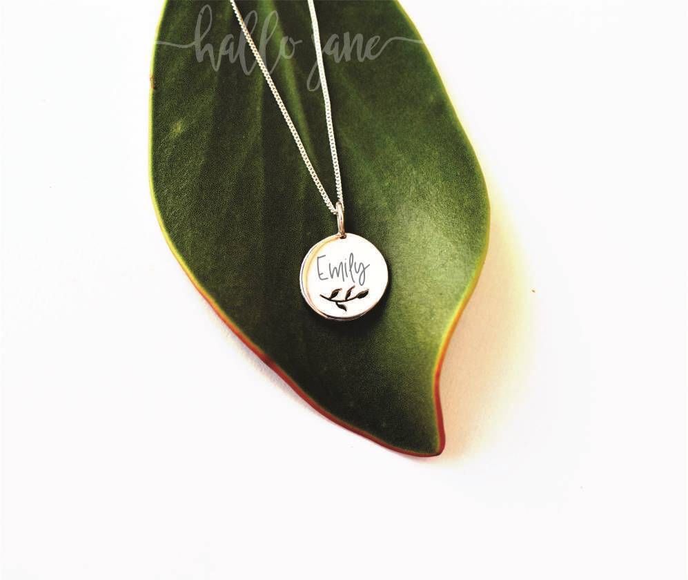 Leaf Cut Out Name Disc Necklace - Image 16
