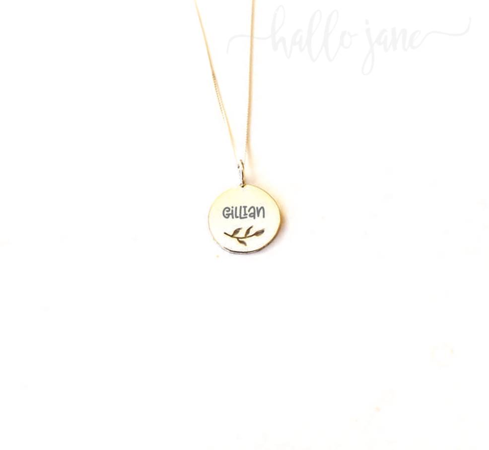 Leaf Cut Out Name Disc Necklace - Image 17