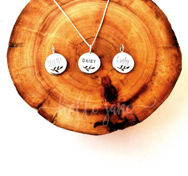 Leaf Cut Out Name Disc Necklace - Image 2