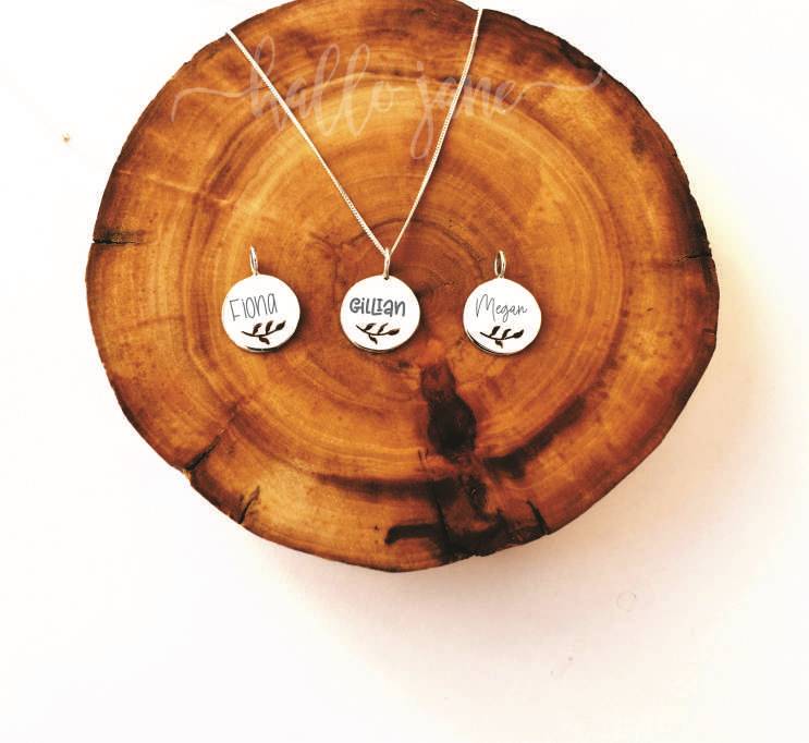 Leaf Cut Out Name Disc Necklace - Image 5