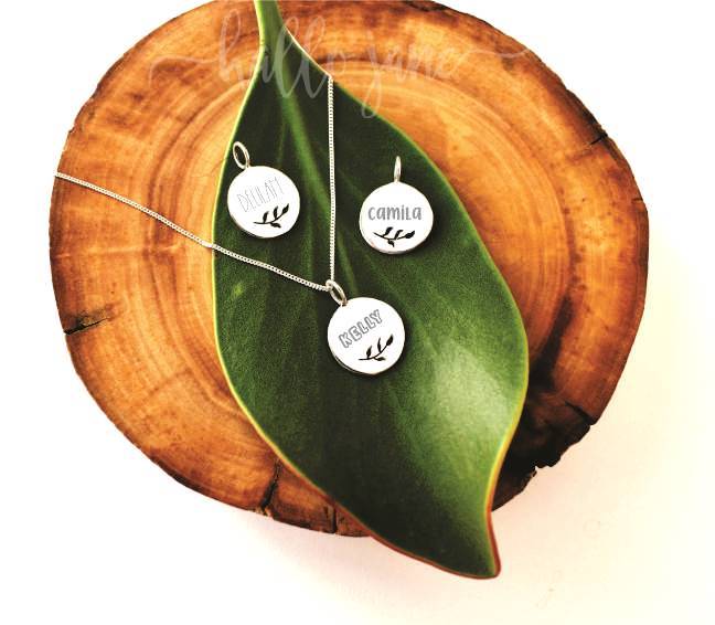 Leaf Cut Out Name Disc Necklace - Image 6