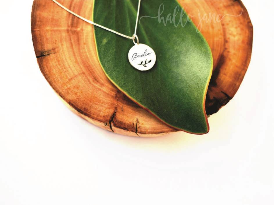 Leaf Cut Out Name Disc Necklace - Image 8