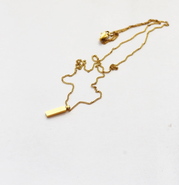Minimalist Fat Bar Necklace – 14k Gold Waterproof - Image 9