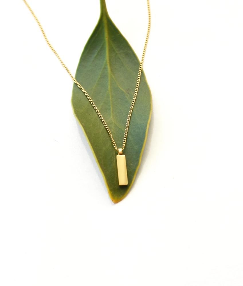Minimalist Fat Bar Necklace – 14k Gold Waterproof - Image 4