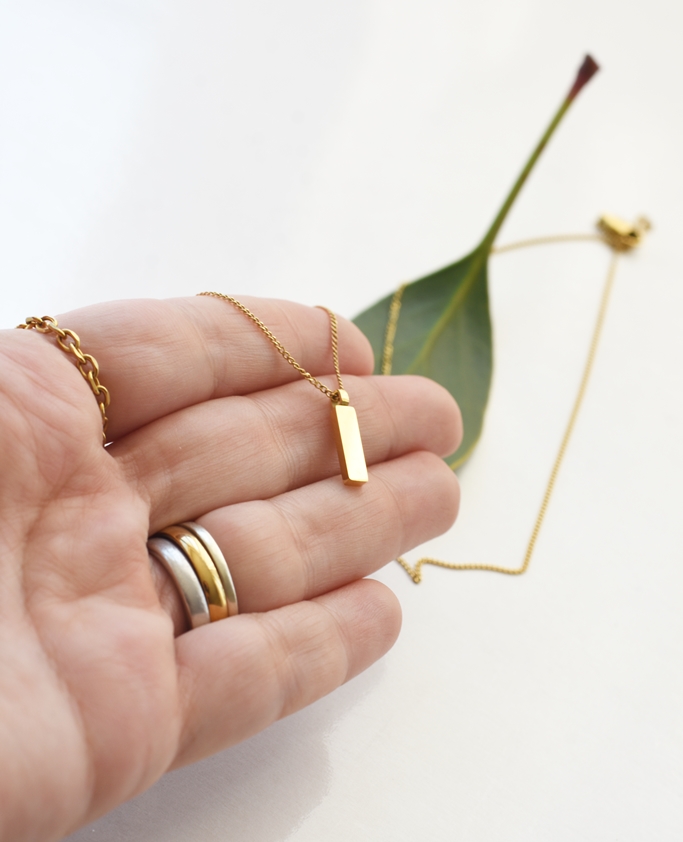 Minimalist Fat Bar Necklace – 14k Gold Waterproof - Image 10