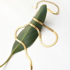 Classic Herringbone Necklace – 14K Gold Waterproof