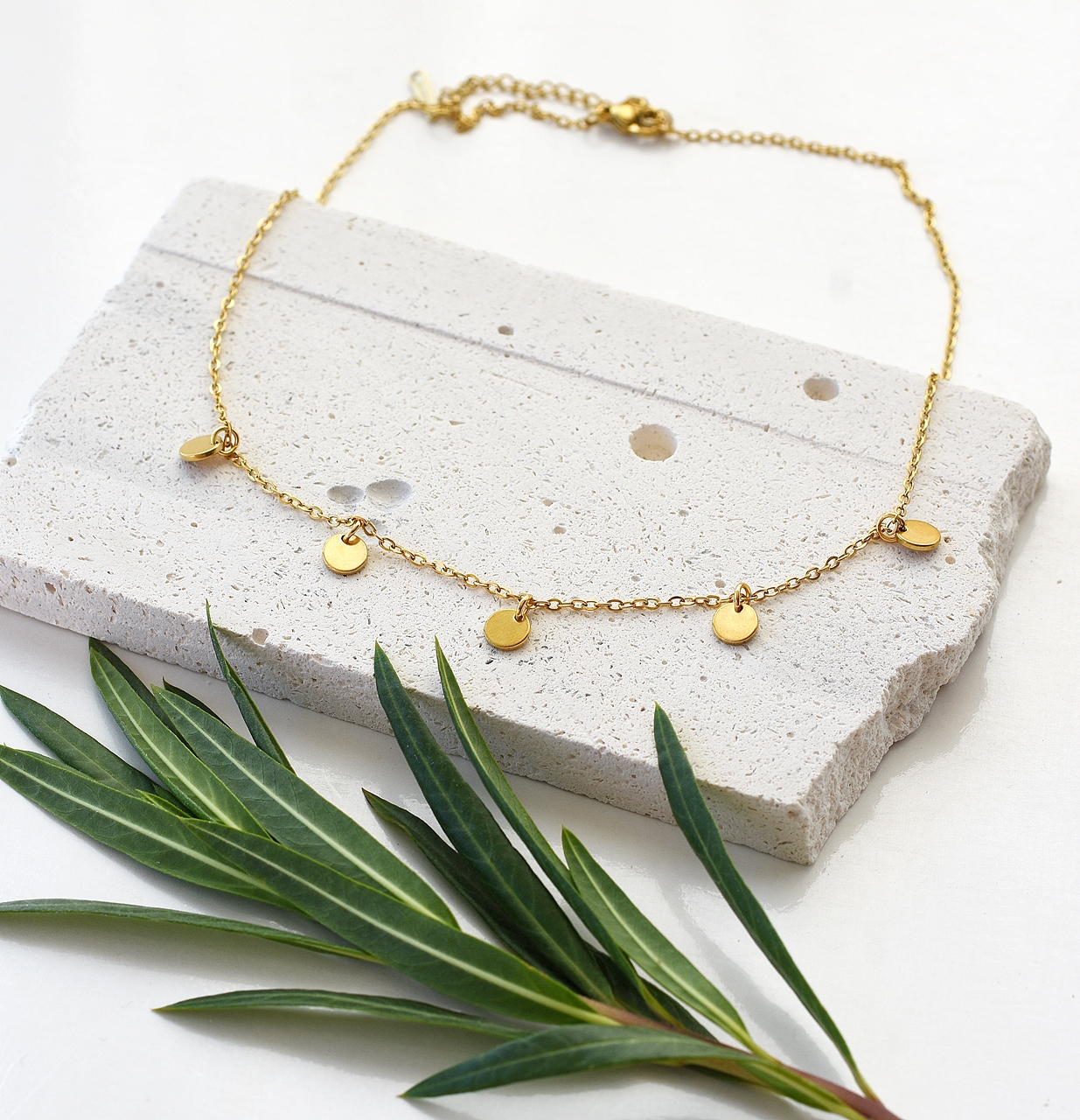 Classic Multi Disc Charm Necklace – 14K Gold Waterproof