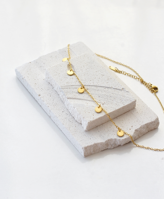 Classic Multi Disc Charm Necklace – 14K Gold Waterproof - Image 2