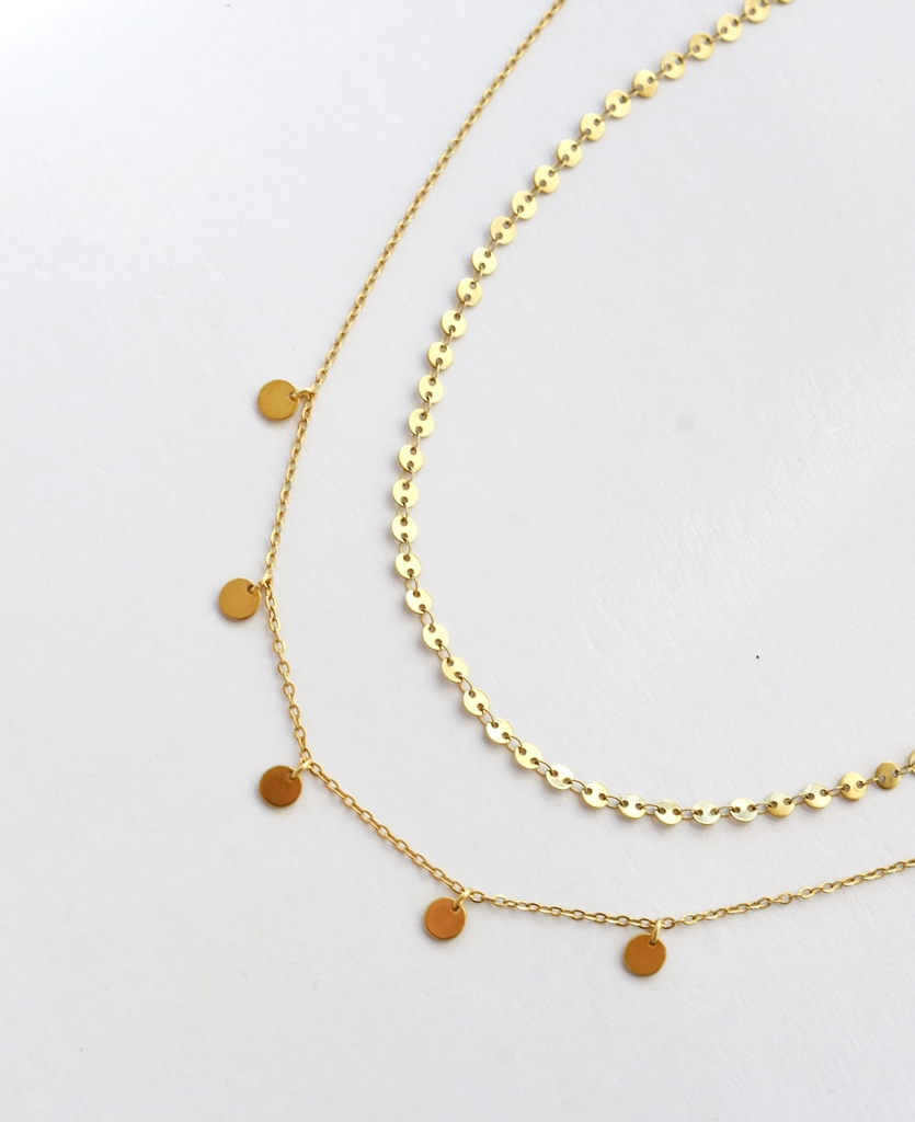Classic Multi Disc Charm Necklace – 14K Gold Waterproof - Image 9