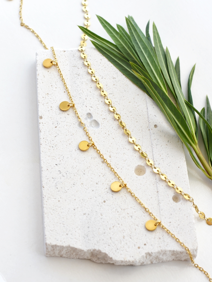 Classic Multi Disc Charm Necklace – 14K Gold Waterproof - Image 5