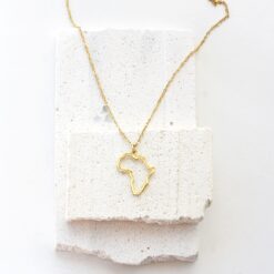 Africa Map Silhouette Necklace – 14k Gold Waterproof