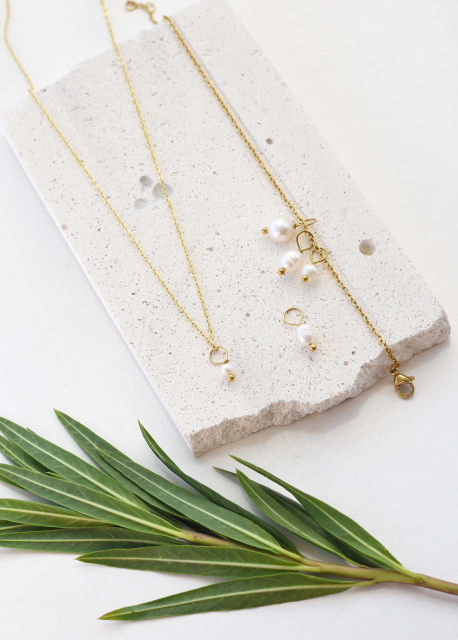 Pearl Symphony Charm Mix & Match DIY Necklace & Bracelet Combo Set– 14K Gold Waterproof - Image 5
