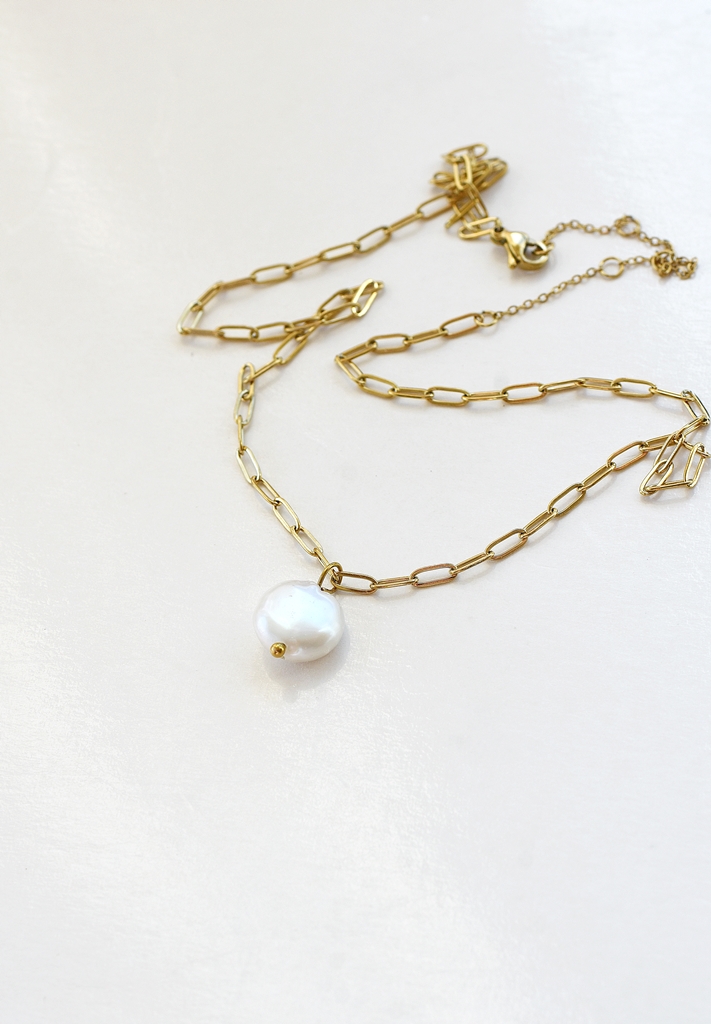 Baroque Pearl Necklace – 14K Gold Waterproof - Image 7