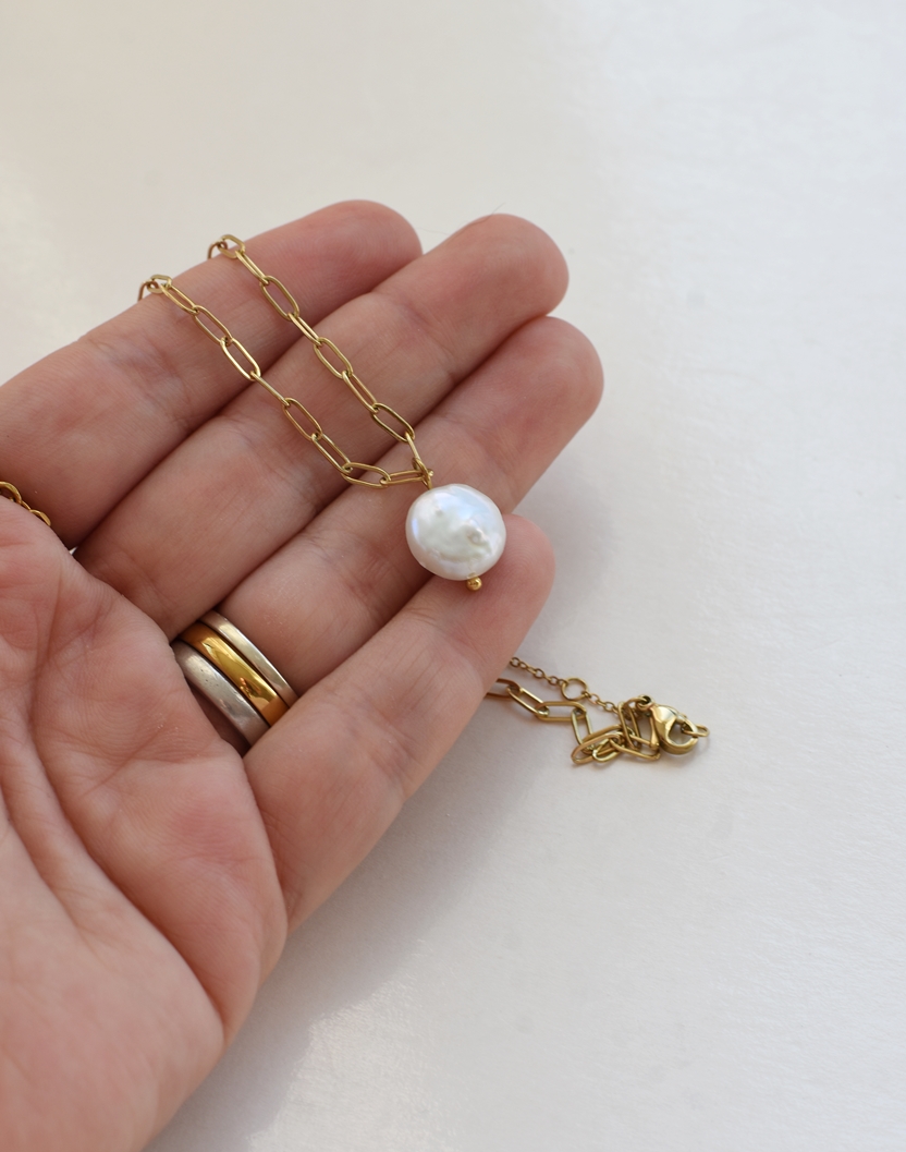 Baroque Pearl Necklace – 14K Gold Waterproof - Image 6