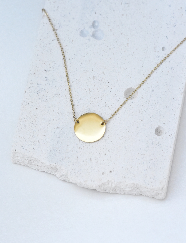 Modern Floating Disc Necklace – 14K Gold Waterproof - Image 6