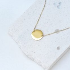 Modern Floating Disc Necklace – 14K Gold Waterproof