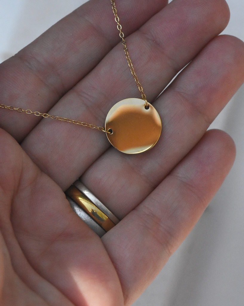 Modern Floating Disc Necklace – 14K Gold Waterproof - Image 5