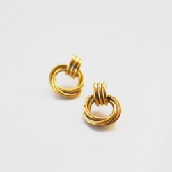 Triple Twist Circle Knot Studs – 18K Gold Waterproof Earrings