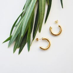 Classic Plain Jane Gold Hoops 20mm – 18K Gold Waterproof Earrings