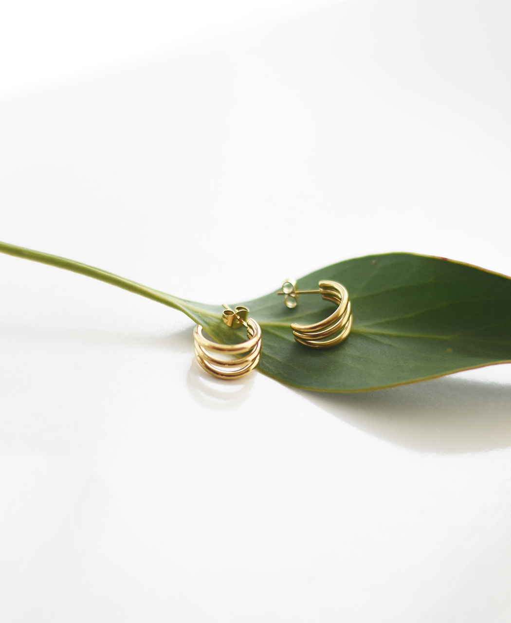 Triple Stack Hoops – 18K Gold Waterproof Earrings - Image 6