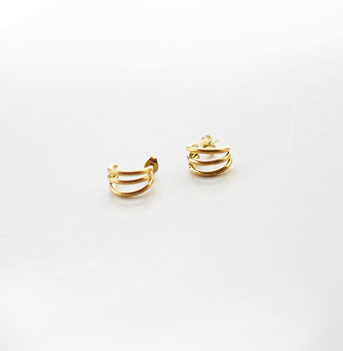 Triple Stack Hoops – 18K Gold Waterproof Earrings - Image 7