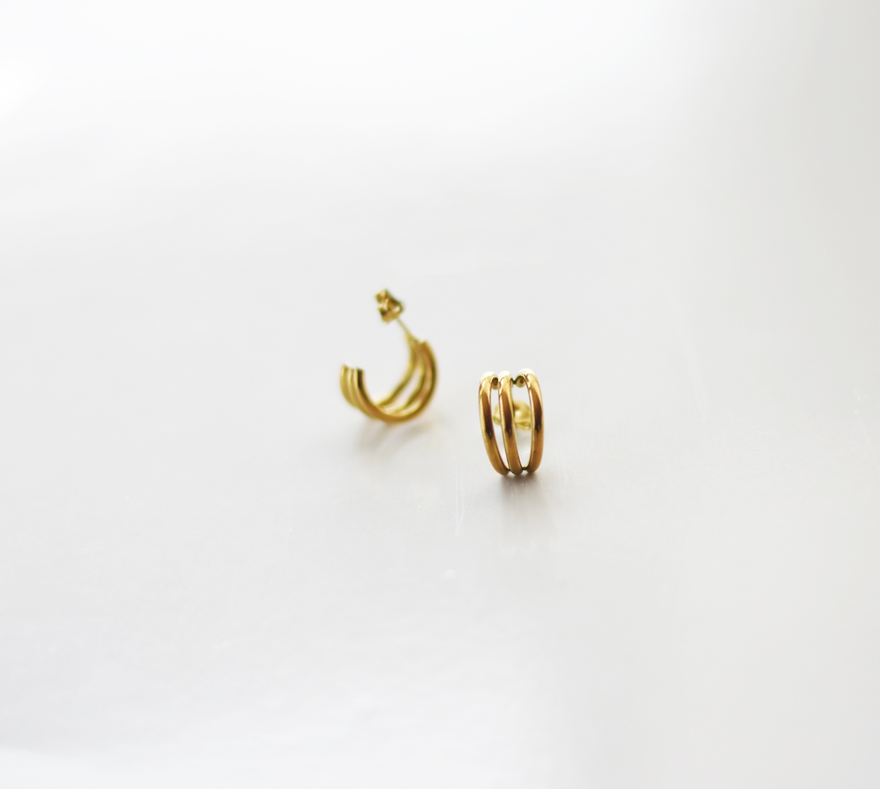 Triple Stack Hoops – 18K Gold Waterproof Earrings - Image 3