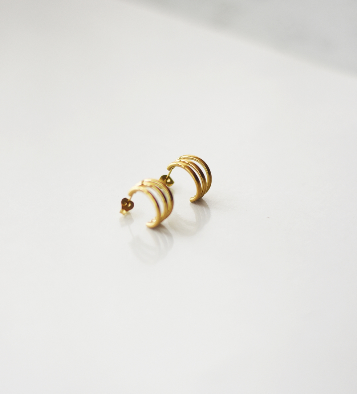 Triple Stack Hoops – 18K Gold Waterproof Earrings - Image 2