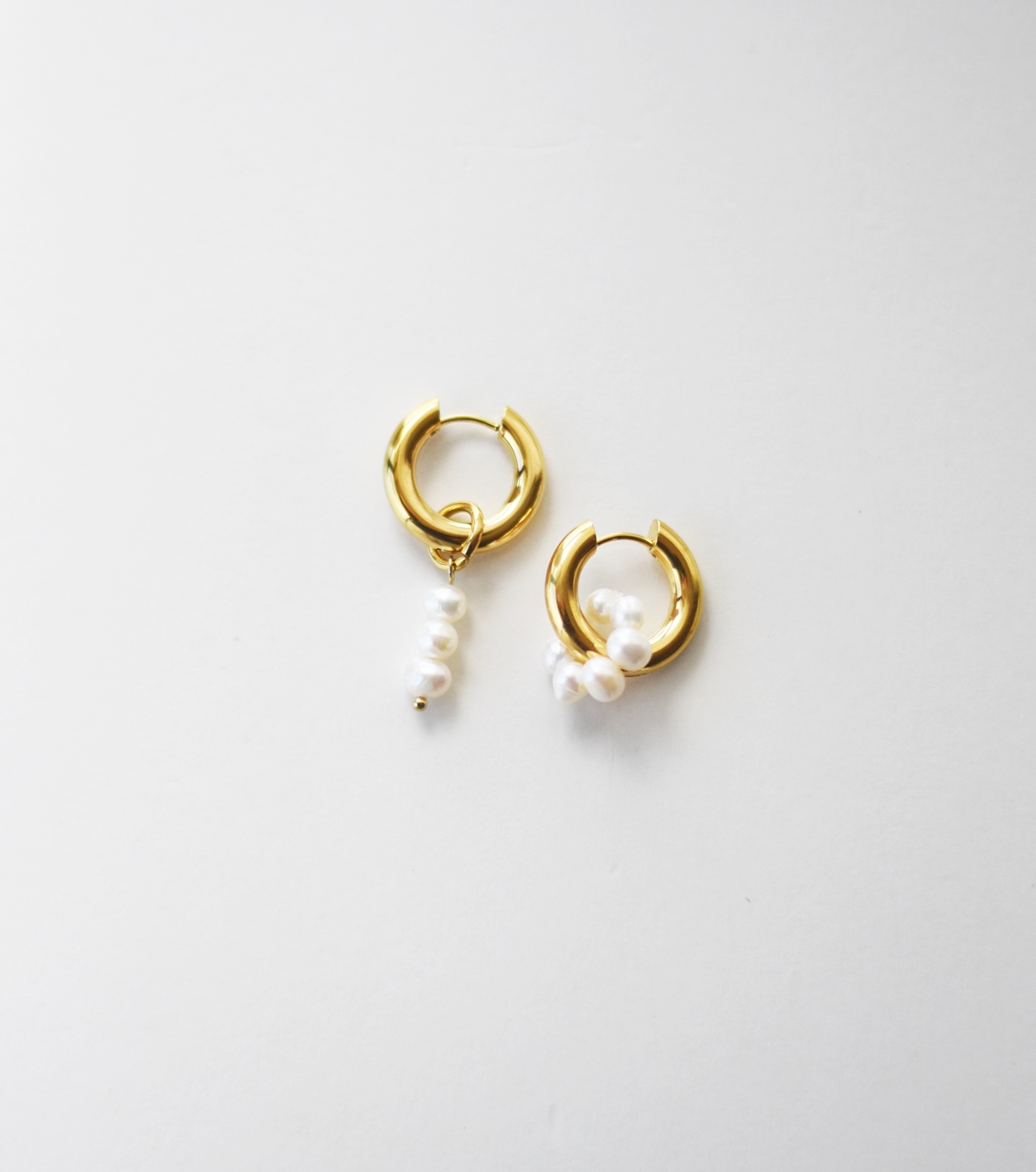 Eccentric Pearl Hoops - 18K Gold Waterproof earrings - Image 4