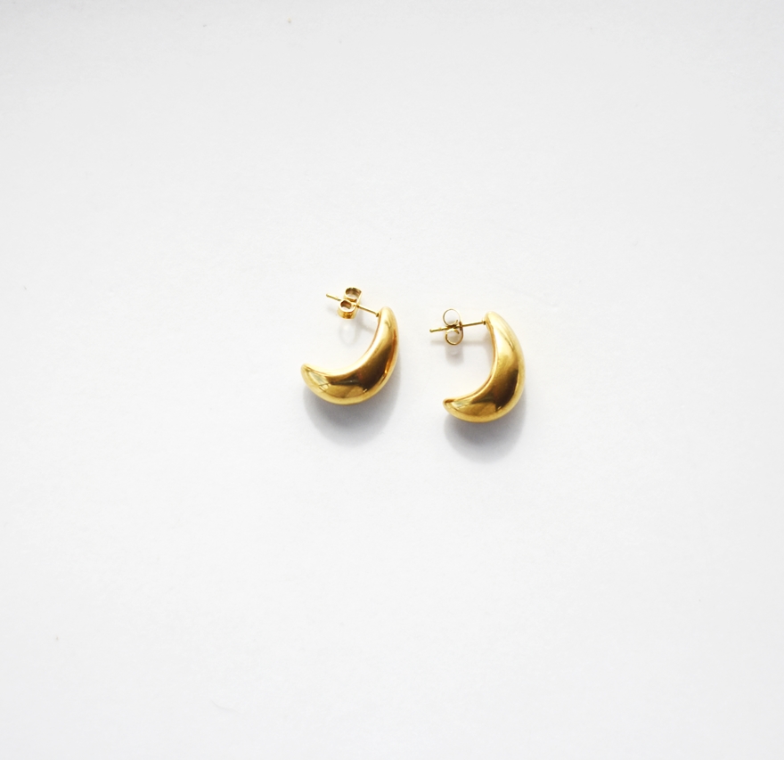 Bold Crescent Hoops - 18k Gold Waterproof earrings
