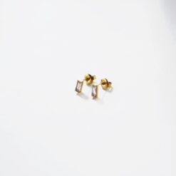 Crystal Baguette Studs - 18k Gold Waterproof Earrings
