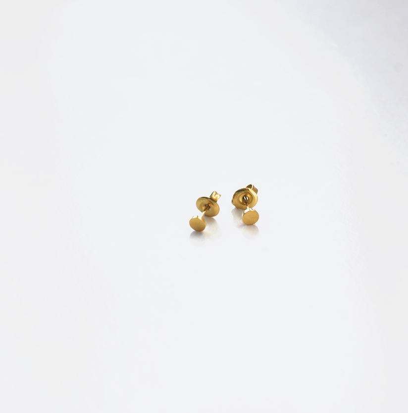 Tiny Solid Circle Studs– 18K Gold Waterproof Earrings - Image 5