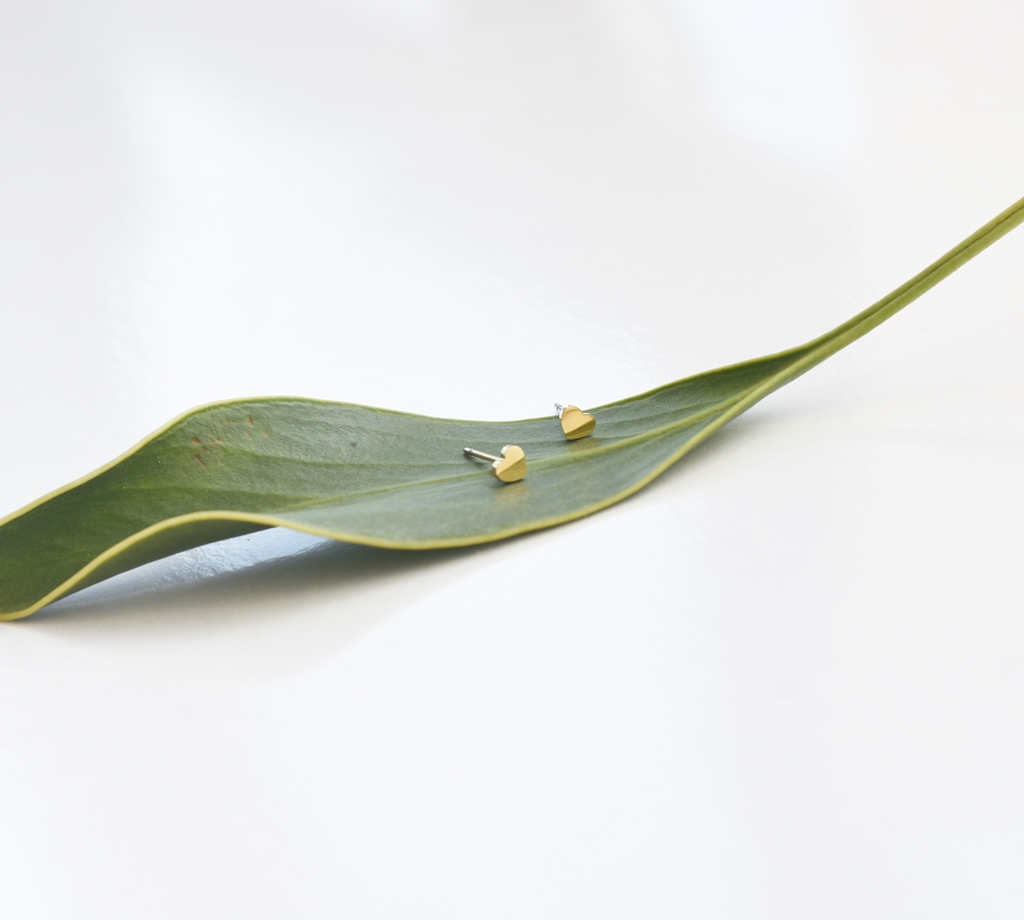 Tiny Heart Studs – 18K Gold Waterproof Earrings - Image 4