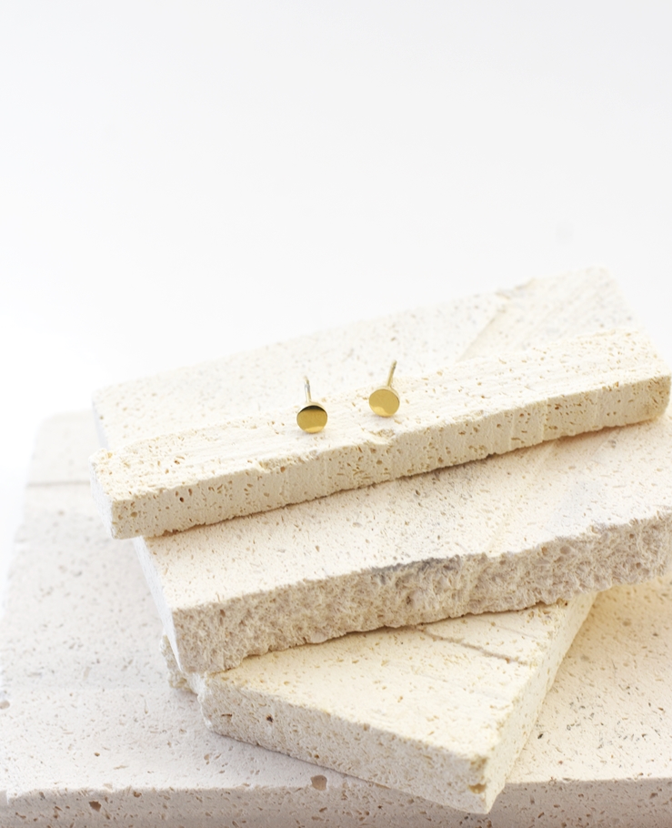 Tiny Solid Circle Studs– 18K Gold Waterproof Earrings - Image 2