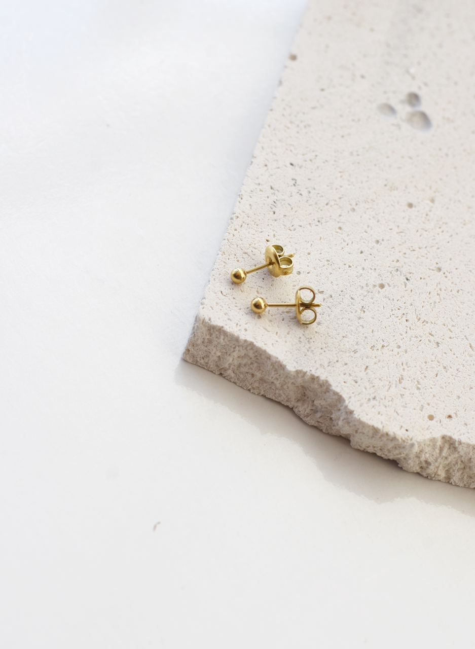 Plain Jane Ball Studs– 18K Gold Waterproof Earrings - Image 2