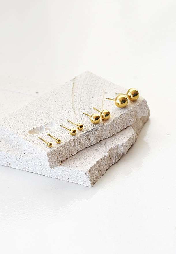 Plain Jane Ball Studs– 18K Gold Waterproof Earrings