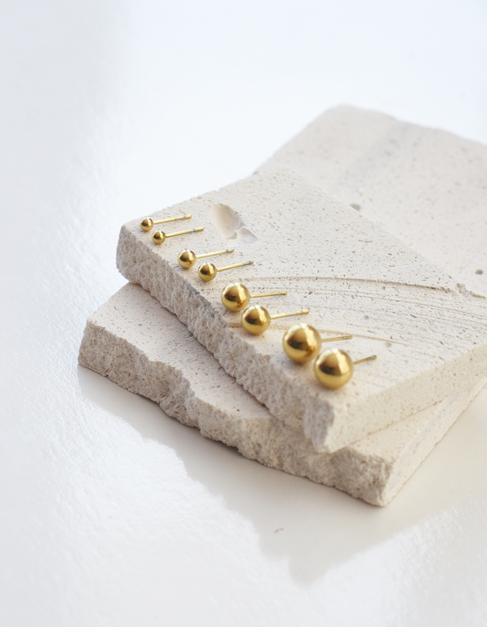 Plain Jane Ball Studs– 18K Gold Waterproof Earrings - Image 10